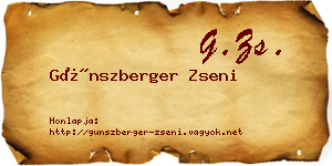 Günszberger Zseni névjegykártya